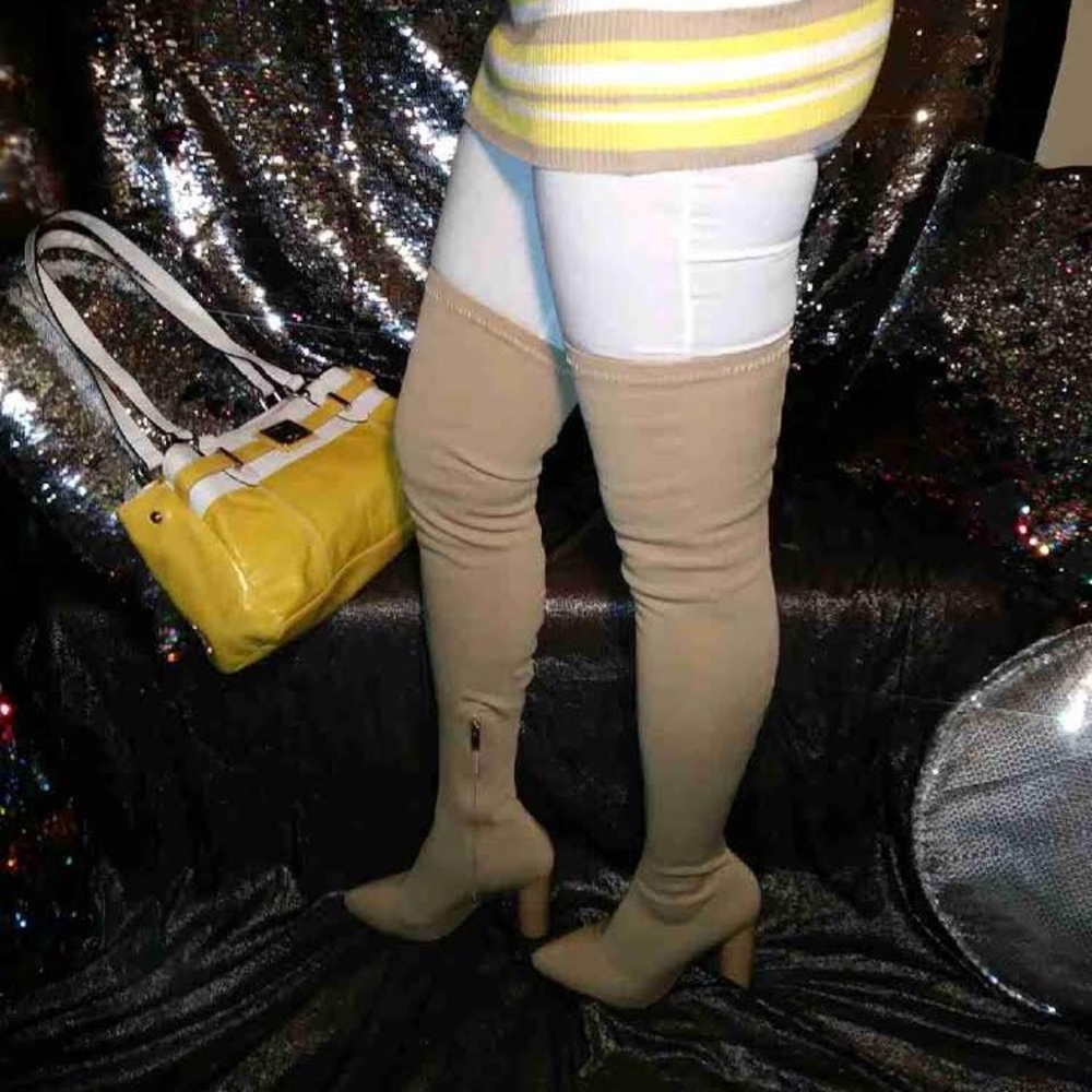 Herstyle Over the knew Tall Tan Boots. Stretchy - Picture 8 of 8